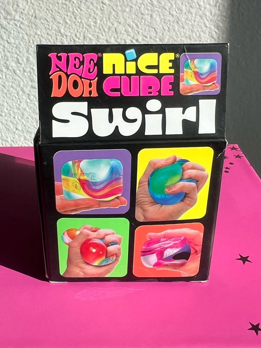 NeeDoh Nice Cube Swirl Super Solid Squish - Purple & Blue